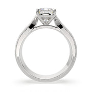 Valentina Cushion Cut Solitaire Tapered Milgrain Engagement Ring Setting - Nivetta